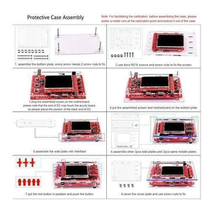 Transparent Acrylic Case Housing Module For DSO138 2.4 Inch TFT Digital Oscilloscope Anti Scratch Protection Shell DIY Kit - an eight-step assembly instruction diagram for the clear protective shell and circuit board.