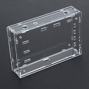 Transparent Acrylic Case Housing Module For DSO138 2.4 Inch TFT Digital Oscilloscope Anti Scratch Protection Shell DIY Kit - an empty, clear, rectangular protective shell with various cutouts.