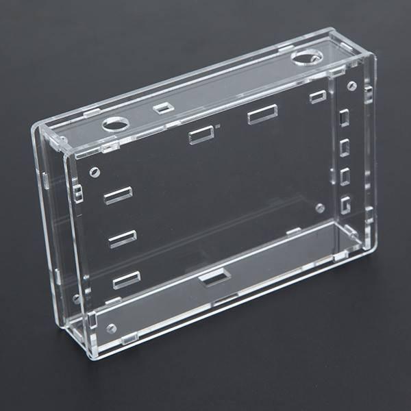 Transparent Acrylic Case Housing Module For DSO138 2.4 Inch TFT Digital Oscilloscope Anti Scratch Protection Shell DIY Kit - an empty, clear, rectangular protective shell with various cutouts.
