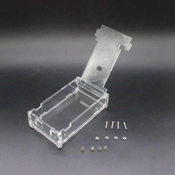 Transparent Acrylic Case Shell Enclosure Gloss Box For Arduino Mega 2560 R3 - shown as an unassembled kit with four screws, four nuts, and four spacers.