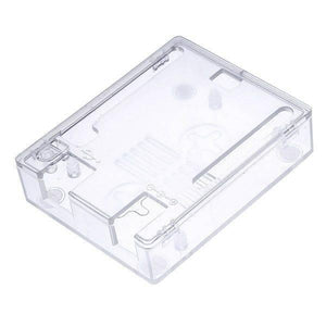 Transparent Acrylic Case Shell Enclosure Gloss Box For Arduino Uno R3 - a clear, rectangular plastic housing featuring cutouts for ports and mounting holes.