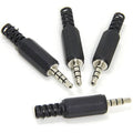 TRRS Male Plug 4 Pole 1/8’ 3.5mm Solder Type DIY Audio Cable Connector For Headphones Headset - four identical black plastic connectors with metal plugs arranged on a white background.