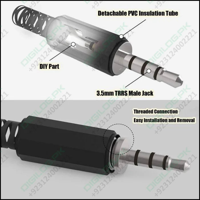 Trrs Male Plug 4 Pole 1/8’ 3.5mm Solder Type Diy Audio