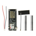 Ttgo T-call V1.4 ESP32 SIM800L GSM Module Upgraded Version Of V1.3 - with a black circuit board, antenna, two header strips, and a red and black power cable.