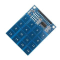 TTP229 16 Way Capacitive Touch Switch 4x4 Keypad Digital Touch Sensor Module - a blue rectangular circuit board featuring a 16-button touch grid and a header pin connector.