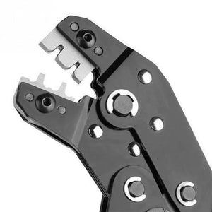 TU-190-08 Terminals TU Tool Crimping Tool Crimping Cable Cutter for 24AWG-10AWG 0.08-0.5sq.mm - a close-up of the black metal crimping head with open jaws and visible pivot pins.