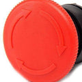 Turn To Release N/c Emergency Stop Switch Mushroom Push Button Switch - a close-up of a round red button with arrows indicating the release direction.