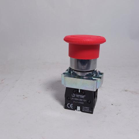 Turn To Release N/c Emergency Stop Switch Mushroom Push Button Switch - a red mushroom-head button with a metallic base and a black contact block.