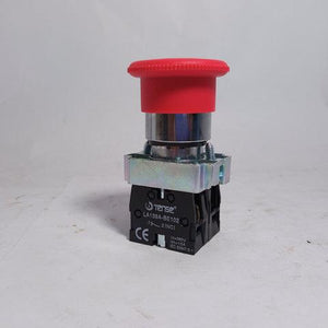 Turn To Release N/c Emergency Stop Switch Mushroom Push Button Switch - a red mushroom head and a black contact block labeled LA139A-BE102.