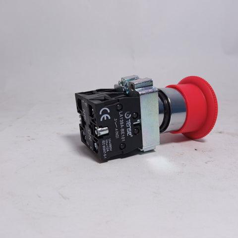 Turn To Release N/c Emergency Stop Switch Mushroom Push Button Switch - the red button head and the black contact block with screw terminals.