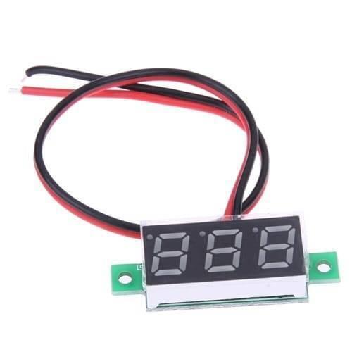 Two Wire 0.28 Inch LED Mini DC Voltmeter Digital Display Voltage Tester Meter - a small black rectangular display with three digits and two wires.