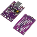 Type-C QC AFC PD2.0 PD3.0 to DC Fast Charging USB-PD Charger - two purple circuit boards with a USB-C port, a DIP switch, and a voltage table.