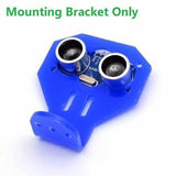 Ultrasonic Distance Sensor Mounting Bracket Holder Stand - a blue acrylic bracket holding an HC-SR04 ultrasonic sensor with two circular transducers.