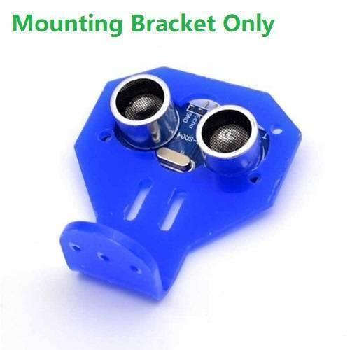 Ultrasonic Distance Sensor Mounting Bracket Holder Stand - a blue acrylic bracket holding an HC-SR04 ultrasonic sensor with two circular transducers.
