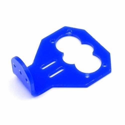 Ultrasonic Distance Sensor Mounting Bracket Holder Stand - a blue L-shaped acrylic plate with a central figure-eight cutout and mounting holes.