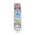 UNI-T A63 2-in-1 Food Thermometer – Infrared + Fold-Out Probe, -40 to 300℃, Laser Targeting, Kitchen / BBQ Cooking Thermometer - a white handheld device with a digital display showing 36.8°C, three control buttons, and a circular metallic base.
