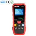 UNI-T LM120C Laser Distance Meter with Camera – 120 m, ±2 mm, 2.4" IPS Colour Screen, Digital Camera Aiming, Area / Volume / Pythagoras, Rotatable Display, USB Rechargeable - a red handheld device with a screen showing a camera view and 13.254m, plus buttons for distance, menu, and power.