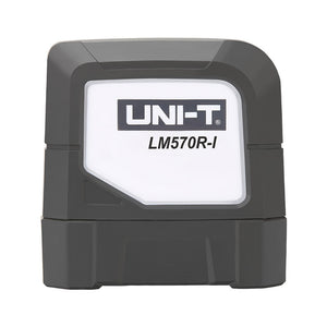 UNI-T LM570R-I Cross Line Laser Level – Red 1V1H, ±3 mm/10 m, Self-Leveling, 110° Lines, 15–30 m, Tripod Mount - compact housing with a white front panel displaying the brand name and model number.