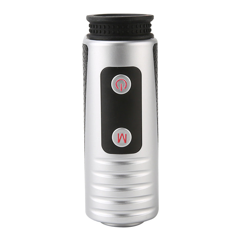 UNI-T LM600G Laser Rangefinder – 600 m, 6× Monocular, Golf & Hunting, Flagpole Lock, Slope / Speed / Angle, ±1 m - a silver cylindrical monocular device featuring a black control panel with power and mode buttons on its side.
