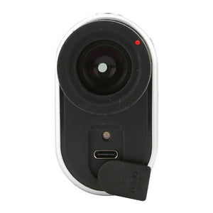 UNI-T LM600G Laser Rangefinder – 600 m, 6× Monocular, Golf & Hunting, Flagpole Lock, Slope / Speed / Angle, ±1 m - a close-up of the black eyepiece, a small indicator light, and an open USB-C charging port with a rubber cover.