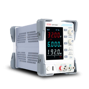 UNI-T UDP1306C 192W Linear DC Power Supply – Single Channel, 0–32V / 0–6A, 10 mV / 1 mA, USB / RS232 - a digital display set to 32.00V, 6.000A, and 192.0W, with front-panel knobs, buttons, and output terminals.
