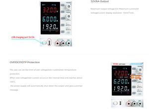 UNI-T UDP1306C 192W Linear DC Power Supply – Single Channel, 0–32V / 0–6A, 10 mV / 1 mA, USB / RS232 - the digital display, front control knobs, memory buttons, USB charging port, and OVP/OCP protection indicators.