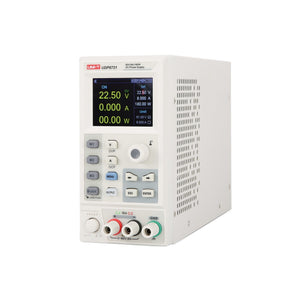 UNI-T UDP6721 Programmable DC Power Supply – 180 W Single-Channel, 0–60V / 0–8A, SCPI/RS-232, List Mode, 4.3" LCD - a white benchtop unit with a 4.3" LCD, control buttons, a rotary knob, and front-facing output terminals.