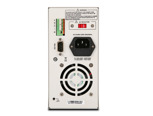 UNI-T UDP6730 360W Switching DC Power Supply – Single Channel, 0–40V / 0–30A, 10 mV / 1 mA, RS232 - an AC power input, voltage selector switch, RS-232 port, terminal block, cooling fan, and grounding symbol.