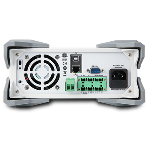 UNI-T UDP6952B 600W Programmable DC Power Supply – Single Channel, 0–60V / 0–25A, 1 mV / 0.1 mA, RS232 / RS485 / USB / LAN - a cooling fan, USB, LAN, RS-232C ports, AC power input, and a green multi-pin terminal block on a white chassis.