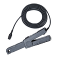 UNI-T UT-P41 AC/DC Current Probe for Oscilloscopes – DC~100 kHz, 100 A, 10/100 mV/A, CAT III 600 V, BNC - a black clamp-style sensor with a coiled cable, a control button on the handle, and a circular BNC connector.