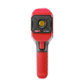 UNI-T UT-Z002 Macro Lens for Thermal Cameras – Close-Up Adapter for UTI260B & UTI720A Thermal Imagers - a red and grey handheld thermal camera attachment with a central lens and a red trigger button on a white background.
