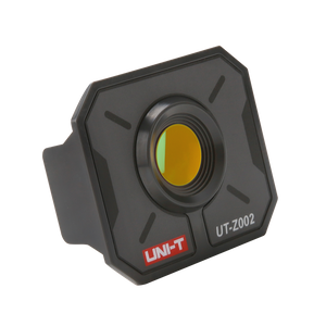 UNI-T UT-Z002 Macro Lens for Thermal Cameras – Close-Up Adapter for UTI260B & UTI720A Thermal Imagers - a black square-shaped close-up adapter with a central yellow-tinted circular lens and the model number printed on the front.