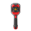 UNI-T UT-Z003 Macro Lens for Thermal Cameras – Close-Up Adapter for UTI730E, UTI720E, UTI730V & UTI720V - shown attached to the front of a red and black handheld thermal camera, featuring a circular yellow lens and a trigger handle.
