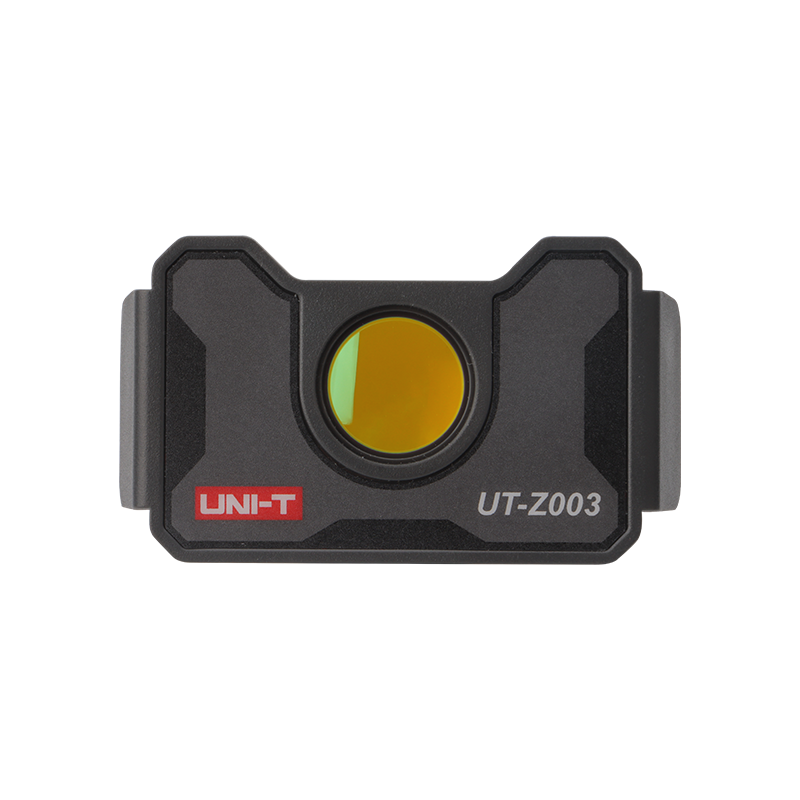 UNI-T UT-Z003 Macro Lens for Thermal Cameras – Close-Up Adapter for UTI730E, UTI720E, UTI730V & UTI720V - a rectangular black close-up adapter featuring a central circular yellow-tinted lens and the UNI-T logo.