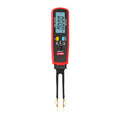 UNI-T UT116C SMD Tester – Tweezer Component Tester, Auto-Identify Resistance, Capacitance up to 100mF, Diode, LED/Zener, Battery Test, 6000 Count, 180° Rotating Pen - a red handheld tweezer-style device with a digital display showing 0.000, two yellow and black control buttons, and gold tips.
