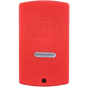 UNI-T UT120B Pocket Size Digital Multimeter – 4000 Count, Auto-Range, AC/DC Voltage, Resistance, Frequency, Duty Cycle, Diode, EBTN Display, 2m Drop-Proof - rear view of the red plastic casing showing a warning label, battery compartment info, and serial number.