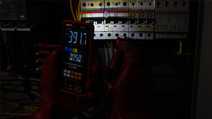 UNI-T UT121B Smart Digital Multimeter – 6000 Count Auto-Identify, True RMS, Dual Display EBTN, AC/DC 600V, 60mF Capacitance, NCV, Live Wire, CAT III 600V - a black screen with a bright blue 391.7 AC reading and a 0050 value below it.