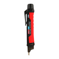 UNI-T UT12M Non-Contact AC Voltage Detector Pen with Magnetic Field Detection – 24V to 1000V IP67 NCV Tester, Dual High/Low Sensitivity, LED Flashlight, 2m Drop-Proof - a pocket clip, a transparent tip, and a top cap, shown against a white background.