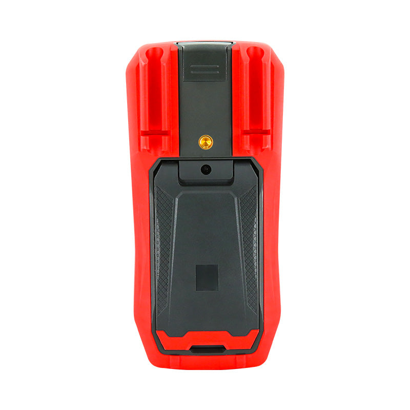 UNI-T UT161B True RMS Digital Multimeter – 6000 Count, AC/DC 1000V, 10A, Capacitance, Frequency, Temperature, NCV, USB, CAT III 1000V / CAT IV 600V - rear view showing the red and black plastic casing, a central screw, and a fold-out stand.