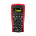 UNI-T UT171C Industrial True RMS Digital Multimeter – 60000 Count OLED, AC/DC 1000V, 10A, LoZ, Square-Wave Output, -30°C Rated, USB & Bluetooth, CAT III 1000V - red protective case, showing an OLED screen with 0.000V, a central rotary dial, control buttons, and input ports.