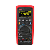 UNI-T UT171C Industrial True RMS Digital Multimeter – 60000 Count OLED, AC/DC 1000V, 10A, LoZ, Square-Wave Output, -30°C Rated, USB & Bluetooth, CAT III 1000V - red protective case, showing an OLED screen with 0.000V, a central rotary dial, control buttons, and input ports.