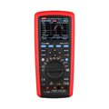 UNI-T UT181A Datalogging True RMS Digital Multimeter – 60000 Count, 4.5" Color TFT, AC/DC 1000V, 10A, Data Logging, Temperature, USB, CAT III 1000V / CAT IV 600V - red protective case, showing a color screen with a data graph, function buttons, a central dial, and input ports.