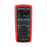 UNI-T UT181A Datalogging True RMS Digital Multimeter – 60000 Count, 4.5" Color TFT, AC/DC 1000V, 10A, Data Logging, Temperature, USB, CAT III 1000V / CAT IV 600V - red protective case, showing a color screen with a data graph, function buttons, a central dial, and input ports.