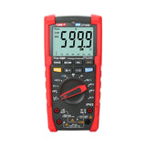 UNI-T UT195E Professional True RMS Digital Multimeter – 6000 Count, AC/DC 1000V, 20A, IP65 Waterproof, LoZ, Flashlight, 2m Drop-Proof, CAT III 1000V - a red and black handheld device with a central rotary dial, various buttons, input ports, and a screen showing 599.9.