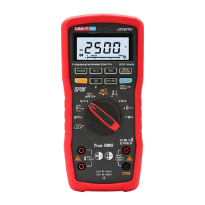 UNI-T UT197PV Solar PV True RMS Digital Multimeter – 2500V DC, 1500V AC, IP67 Waterproof, 5m Drop-Proof, Bluetooth App, VFD, CAT IV 1000V / CAT III 1500V - a red and black handheld device with a central rotary dial, control buttons, and a screen displaying 2500V DC.