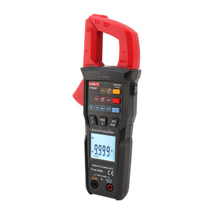 UNI-T UT202BT Smart Bluetooth True RMS Digital Clamp Meter – 600A AC, 9999 Count, AC/DC 600V, Dual Display, Low-Pass Filter, Inrush Current, NCV, CAT III 600V - the LCD screen reading 9.999, control buttons, and input ports on a white background.