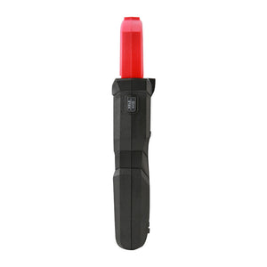 UNI-T UT202BT Smart Bluetooth True RMS Digital Clamp Meter – 600A AC, 9999 Count, AC/DC 600V, Dual Display, Low-Pass Filter, Inrush Current, NCV, CAT III 600V - side view showing the black handle and red clamp jaw with a visible HOLD and flashlight button.