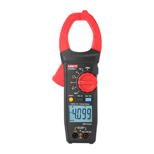 UNI-T UT205A+ Digital Clamp Meter – 1000A AC, 4099 Count, AC/DC 1000V, Resistance, Capacitance, Frequency, Duty Cycle, MAX/MIN, 45mm Jaw, CAT III 600V / CAT II 1000V - a rotary dial, function buttons, a screen displaying 4.099, and two input ports.