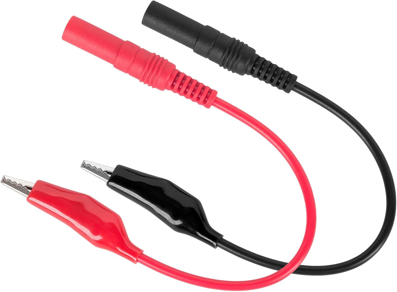 UNI-T UT206 1000A Digital Clamp Meter – AC Current, AC/DC Voltage, Resistance, Frequency, Temperature, 3999-Count Auto Range - one red and one black alligator clip lead, each with a corresponding red or black banana plug connector.