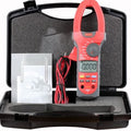 UNI-T UT207A 1000A AC/DC Clamp Meter – High Accuracy, Auto/Manual Range, 750V AC / 1000V DC, 40MΩ Resistance, 10MHz Frequency, LCD Backlight, Duty Cycle, Zeroing - shown in an open carrying case with a manual, test leads, and a red and grey digital meter displaying 0.000.
